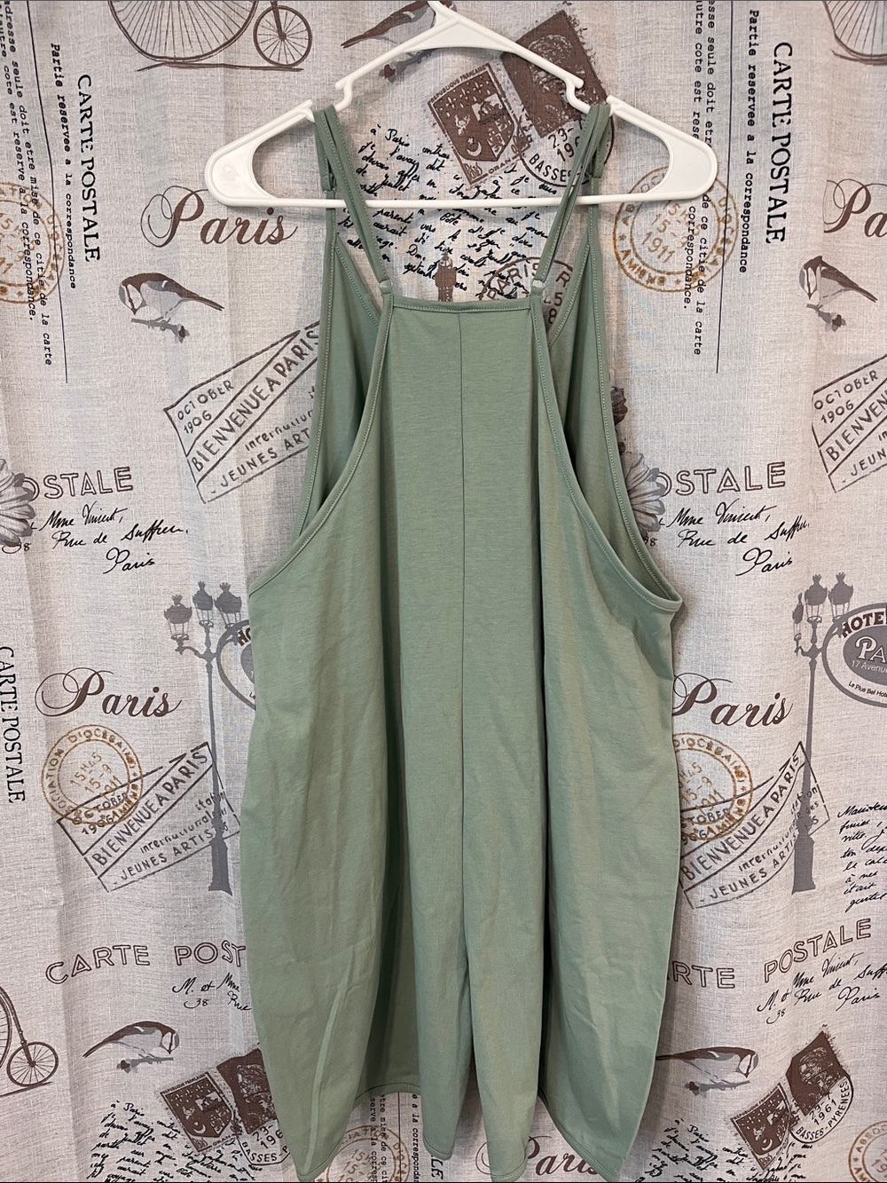 Amazon Sage Green Pocket Romper - Adjustable Straps - Picture 3 of 3